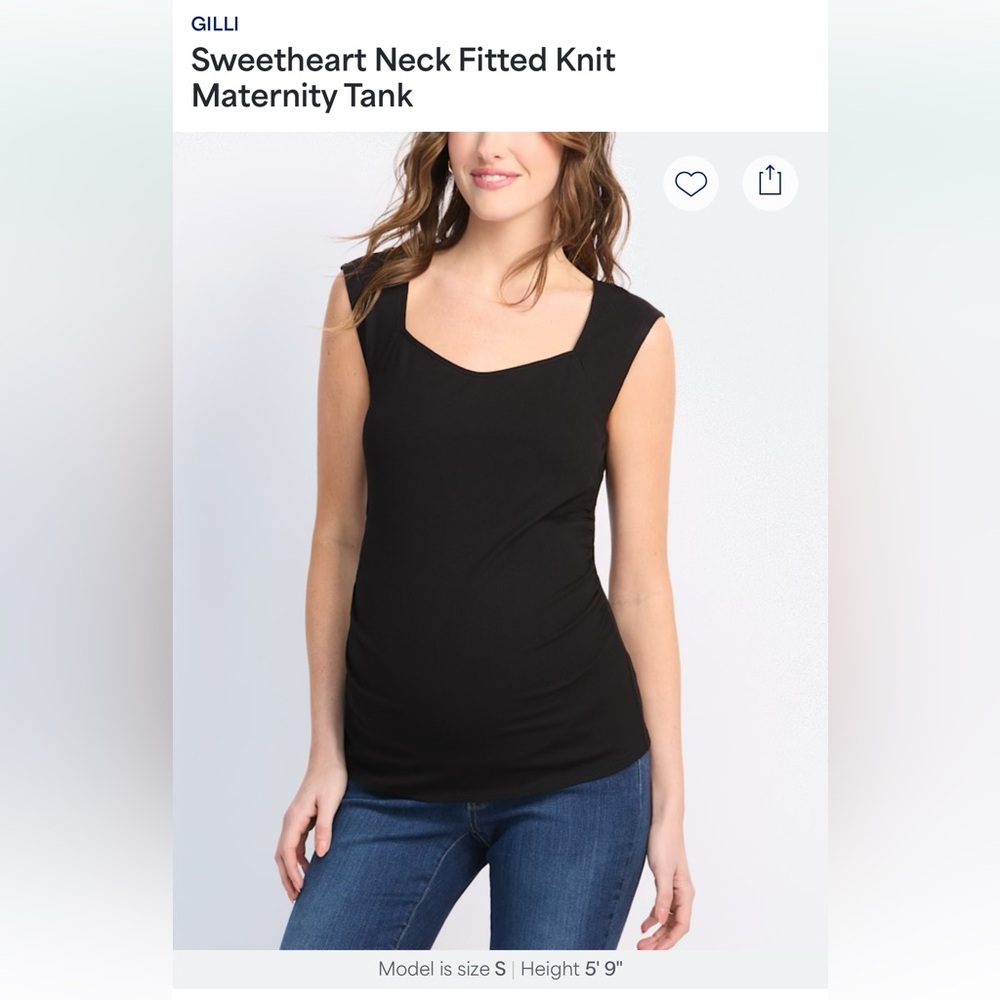Maternity Gilli Black Sweetheart Neck Tank Top